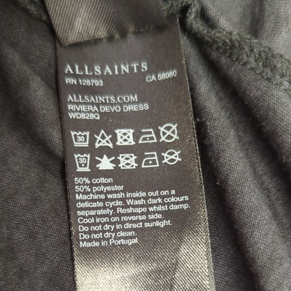 00794 All Staints Ruched Waist Asymmetrical Jersey Knit Dress Dark Gray Small - Picture 7 of 7